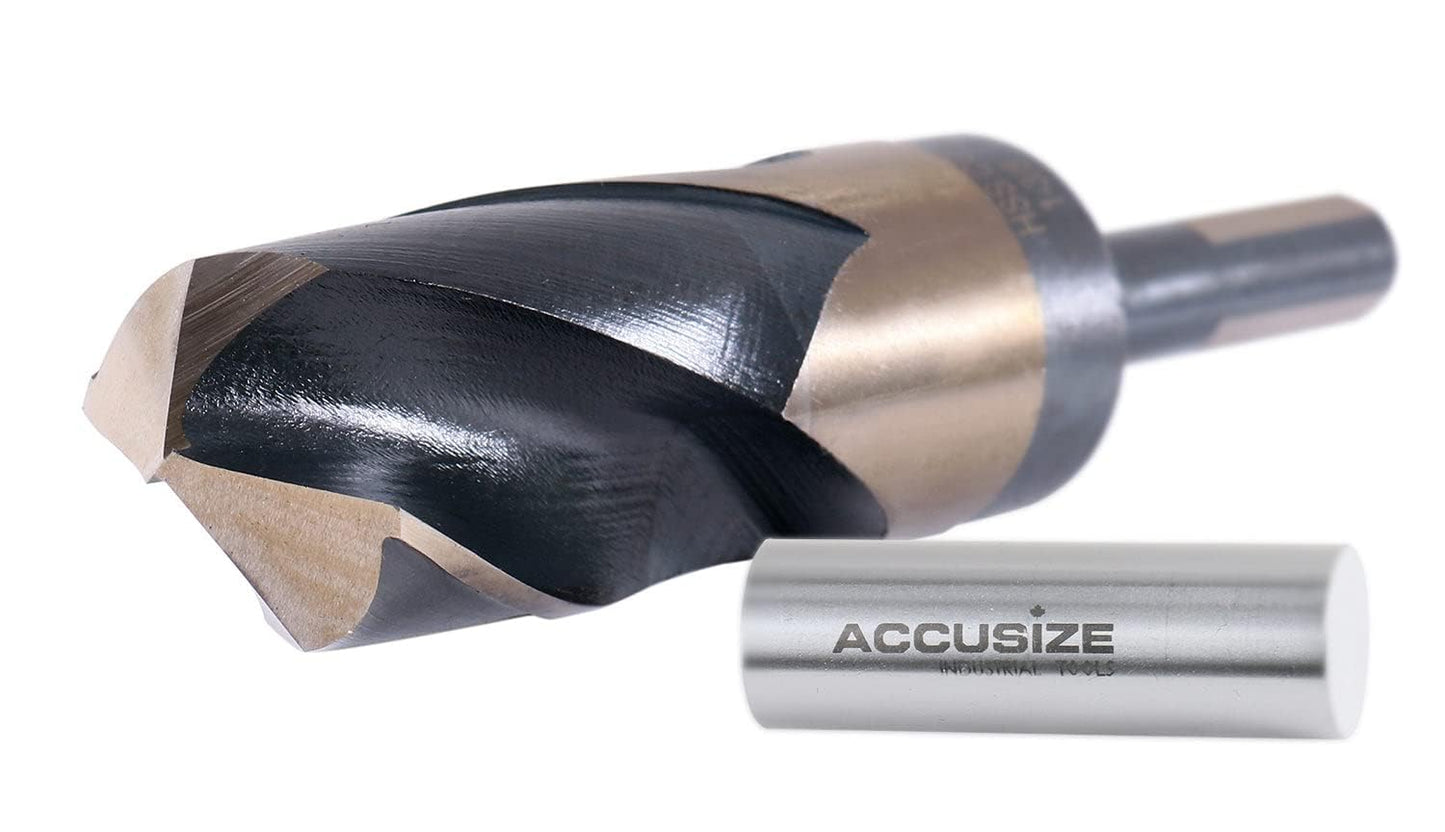 Accusize Industrial Tools 1-1/4" ANSI M35(H.S.S.+5% Cobalt) 1/2" Shank S&D Drill, 135° Split Point, 0412-0114