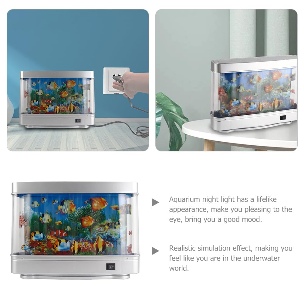 DOITOOL Fake Fish Tank Mini Aquarium: Artificial Tropical Fish Decorative Fake Fish Aquarium Lamp Artificial Aquarium Lights Motion Lamp Night Light with Moving Fish (US Plug)