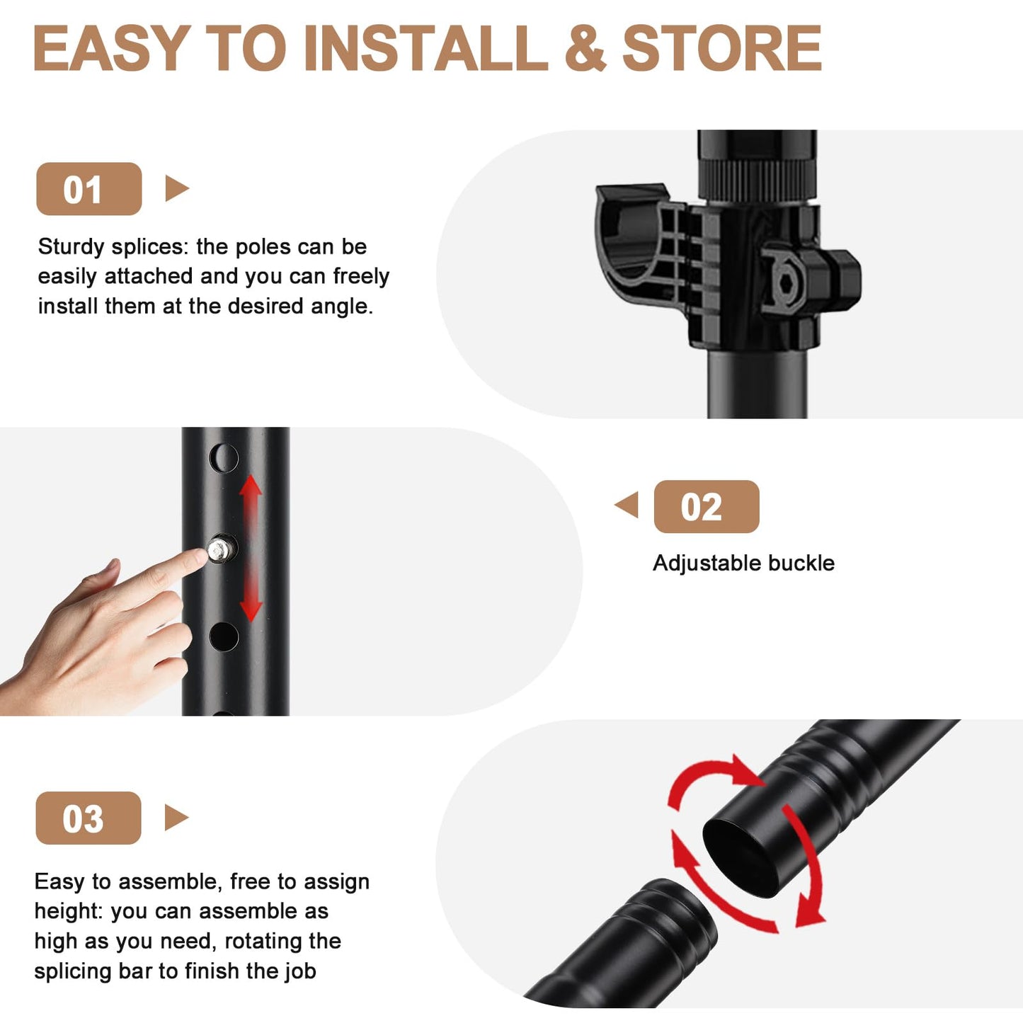 Room Divider Rod, Curtain Rod No Drilling Partition Room Dividers Tension Rod, 4-10ft (H) 48-72inch(W) Floor to Ceiling Room Black