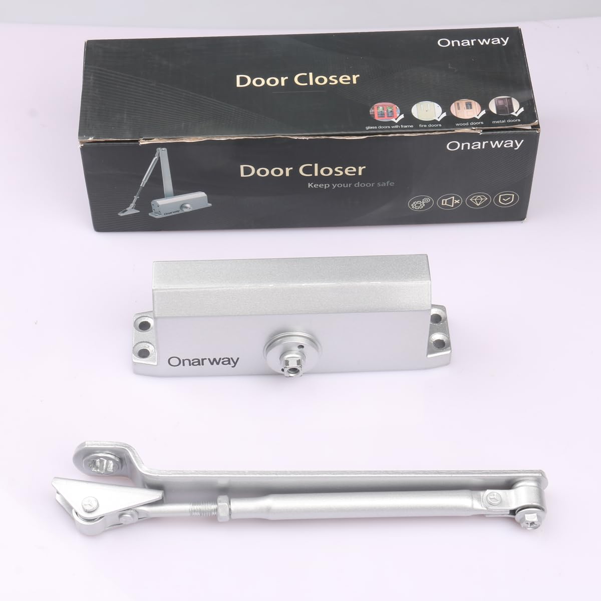 Onarway Door Closer / Closure Adjustable Automatic Size 3 Spring Hydraulic Aluminum Alloy Body for Residential and Light Commercial Use for Door Weights 99~132 Lbs, Easy Install