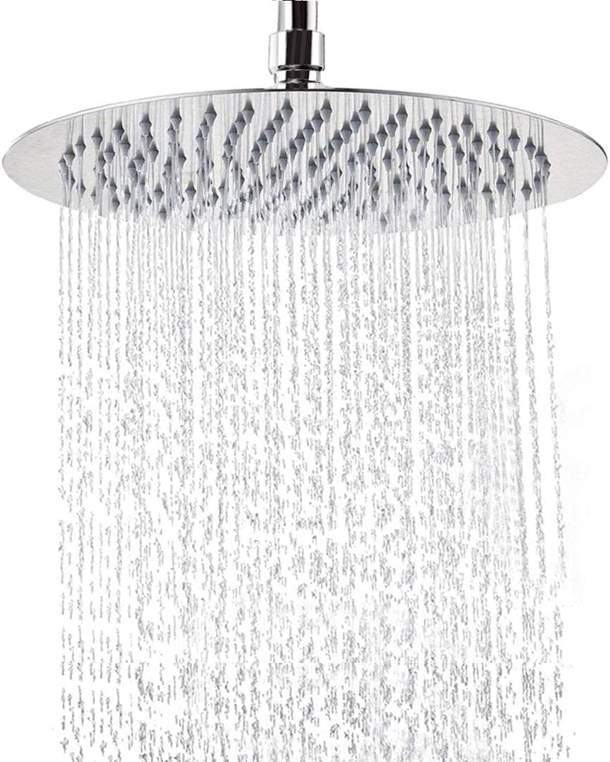 Rainfall Shower Head, 10'' Round Stainless Steel Rain Shower Heads with Anti-Limescale Nozzles Waterfall ShowerHead, Ultra-Thin Desigh Shower Rain Head with Adjustable Angles