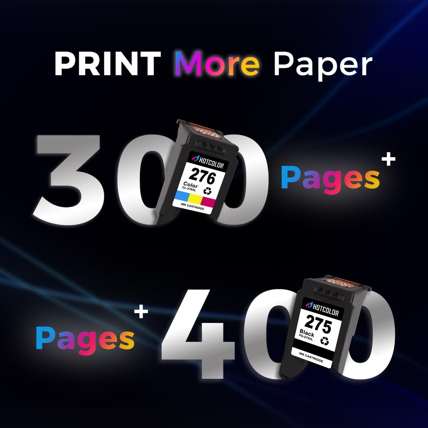 HOTCOLOR Printer Ink 275 276 XL Replacement tr4720 tr4700 Ink Cartridge for Canon 275 276 Ink Cartridges XL PG-275/CL-276XL PG275XL CL276 for Canon pixma TR4720 TR4700 TR4725 TS3520 TS3522 (2 Pack)
