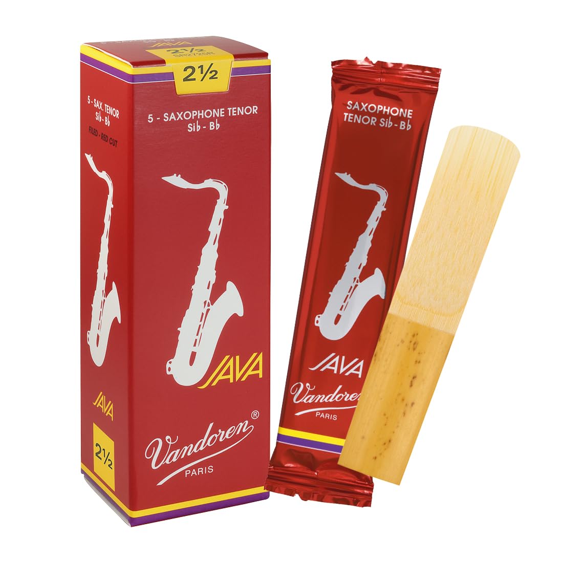 Vandoren Java Red Tenor Saxophone Reeds No. 2.5, Box of 5