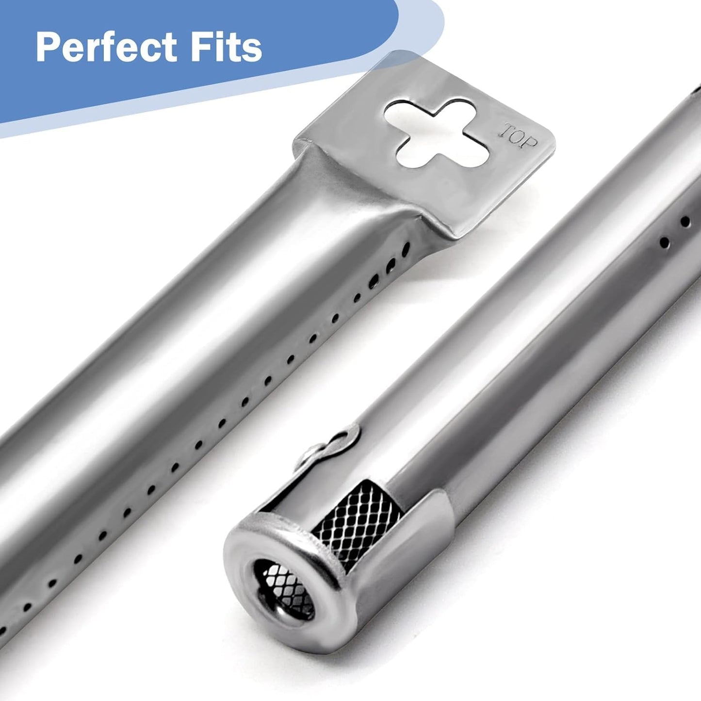 Criditpid Universal Barbecue Replacement Parts for Master Chef, Broil King, Dyna-Glo, Charbroil, 11.75" to 21" Adjustable Heat Plate Shields & 12" to 17 1/2" Pipe Burner Tube, 4 Pairs.