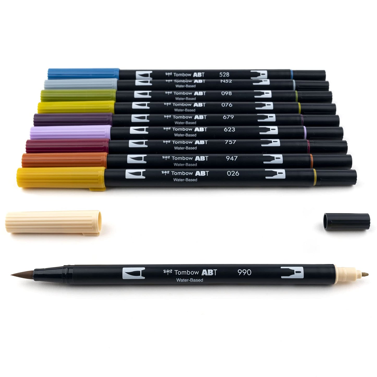 Tombow 56186 Dual Brush Pen Art Markers, Muted, 10-Pack. Blendable, Brush and Fine Tip Markers