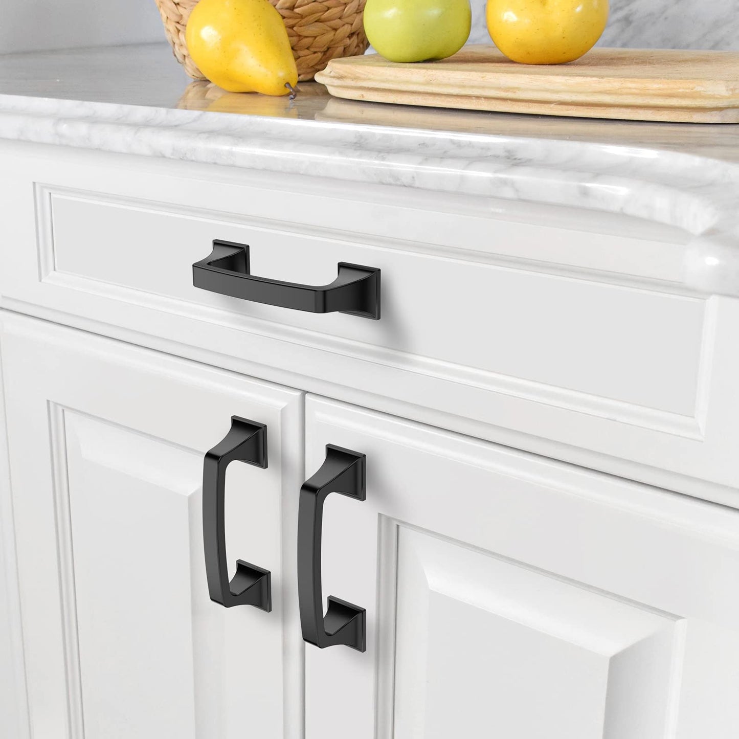 Amerdeco 10 Pack Matte Black 3 Inch(76mm) Hole Centers Kitchen Cabinet Pulls Hardware Kitchen Handles for Cabinets Cupboard Handles Drawer Pulls