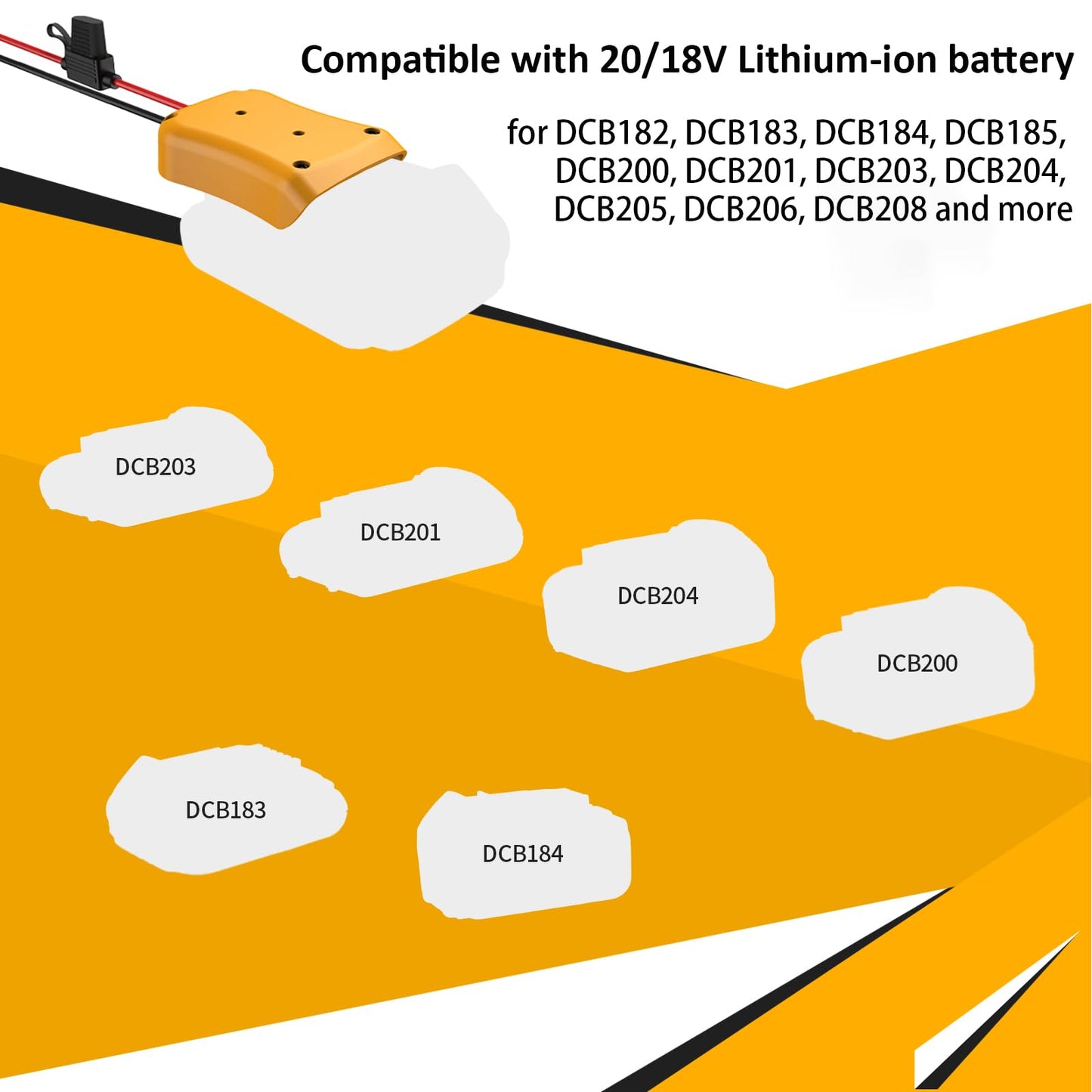 Kzreect 20V to 12V Step-Down Converter Compatible with Dewalt 20V Battery, DC 12V 20A 240W Buck Converter Voltage Reducer Regulator for Golf Cart RC Car LED Lights DIY Toys