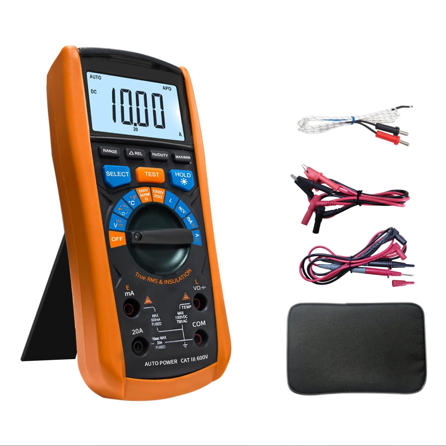 Insulation Resistance Tester Digital Multimeter 6000 Count, 500V/1000V Megohmmeter, 500MΩ/2GΩ Voltmeter, True RMS Voltage Tester for Industrial/Electrician/Home Use, Backlit LCD, Data Hold
