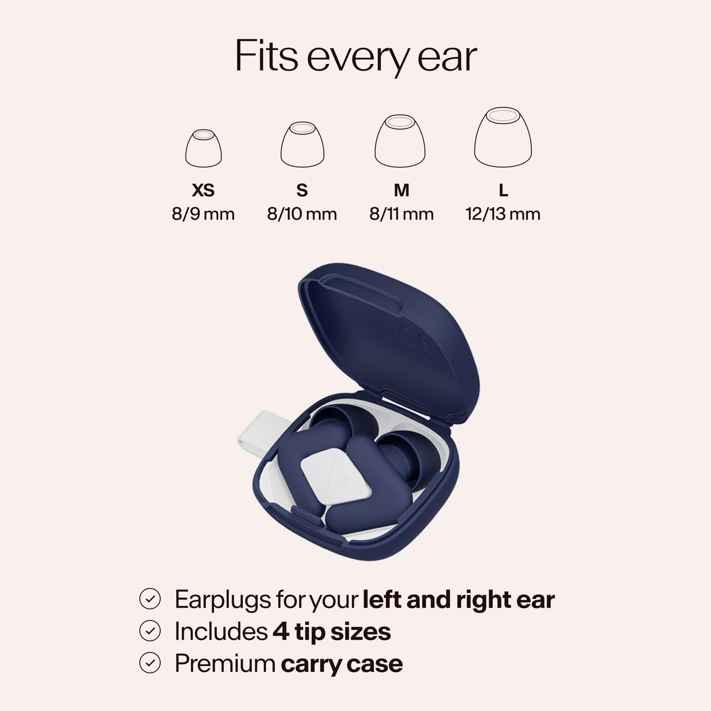 Alpine Silence - Noise Reduction Ear Plugs - Focus, Travel, & Sleep Ear Plugs - Comfortable V-Shape with 4 Oval Tips Sizes for Perfect Fit (XS/S/M/L) – Midnight Blue