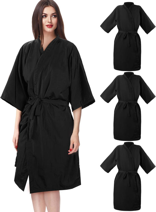 4 Pcs Salon Client Gown Hair Salon Barber Cape Smocks Capes Haircut Cape Salon Robes Kimono with Adjustable Tie Waist Belt for Barber Salon Apron Cover for Stylist, Spa Supplies