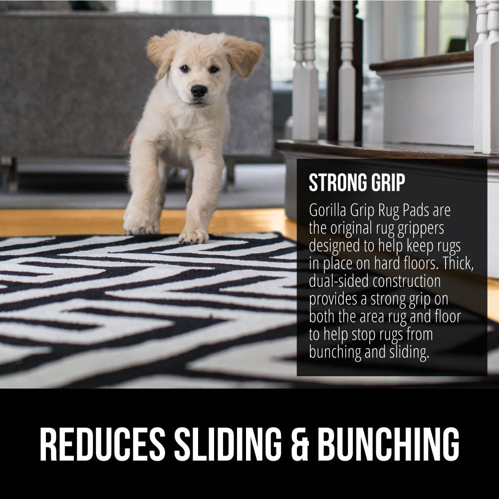 GORILLA GRIP Extra Strong Rug Pad Gripper, 6x9 FT, Grips Keep Area Rugs in Place, Thick, Slip and Skid Resistant Pads for Hard Floors, Under Carpet Mat Cushion and Hardwood Floor Protection