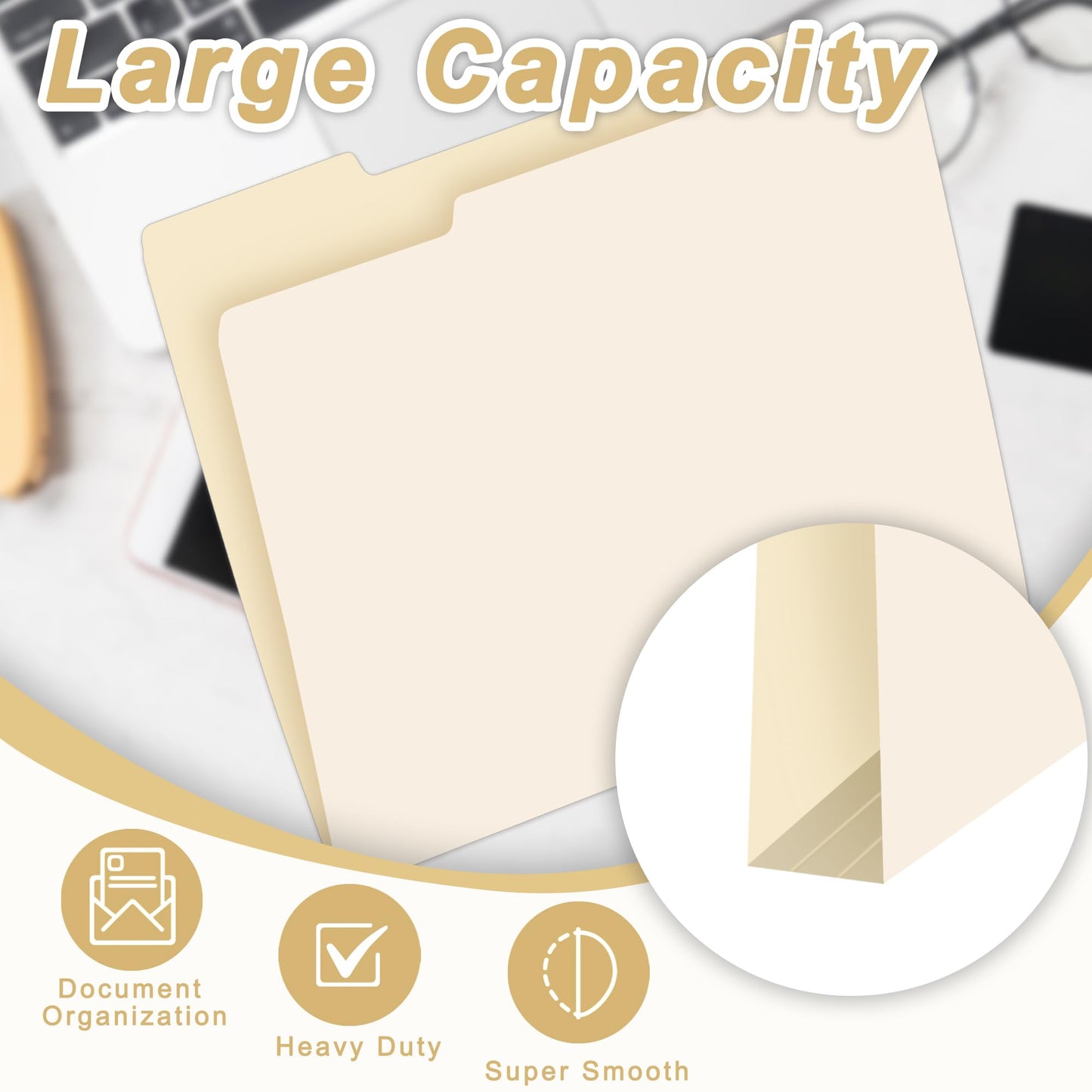 250 Packs Manila File Folder,Manila Folder 8.5x11,1/3 Cut Tabs Folder for Office,School and Home,Organizer File Folder Letter Size