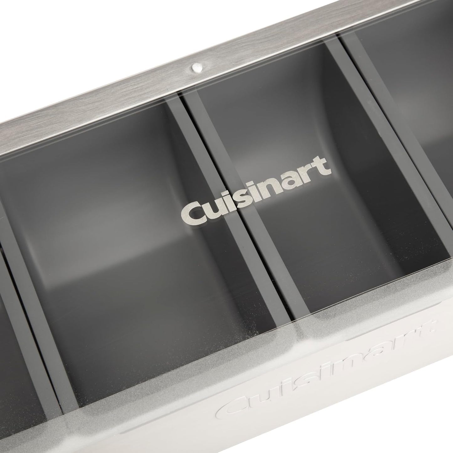 Cuisinart Condiment and Topping Station, Food Containers with Translucent Lid, Stainless Steel (CPS-617AC)