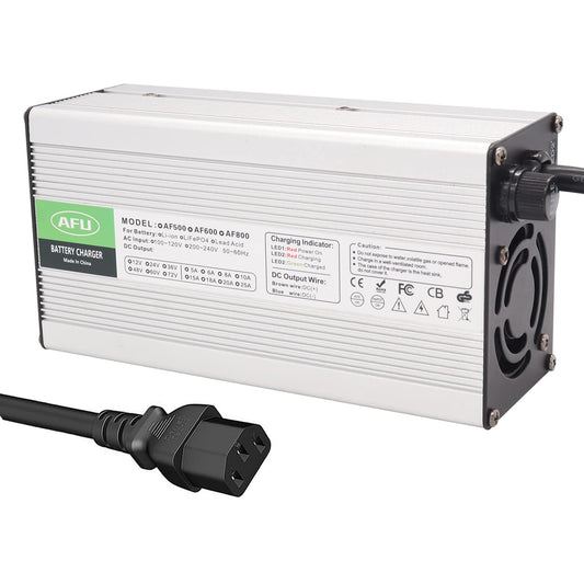 67.2V 10A Li-ion Battery Smart Charger Fully with Cooling Fan Silver Aluminum Case Used for 16S 60V Li-ion Battery 60V Charger