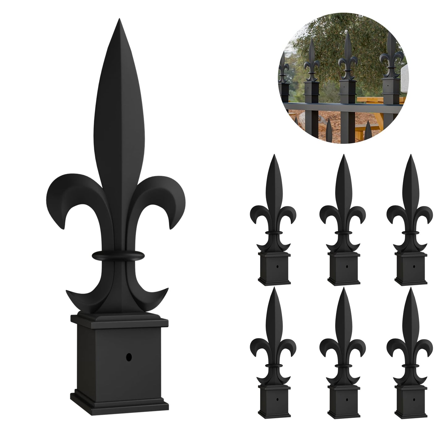 ZXNhome 15Pcs French Black Aluminium Alloy Trident Spear Fence Finials for Yard Garden Lawn Iron Picket Fence Spire Decoration