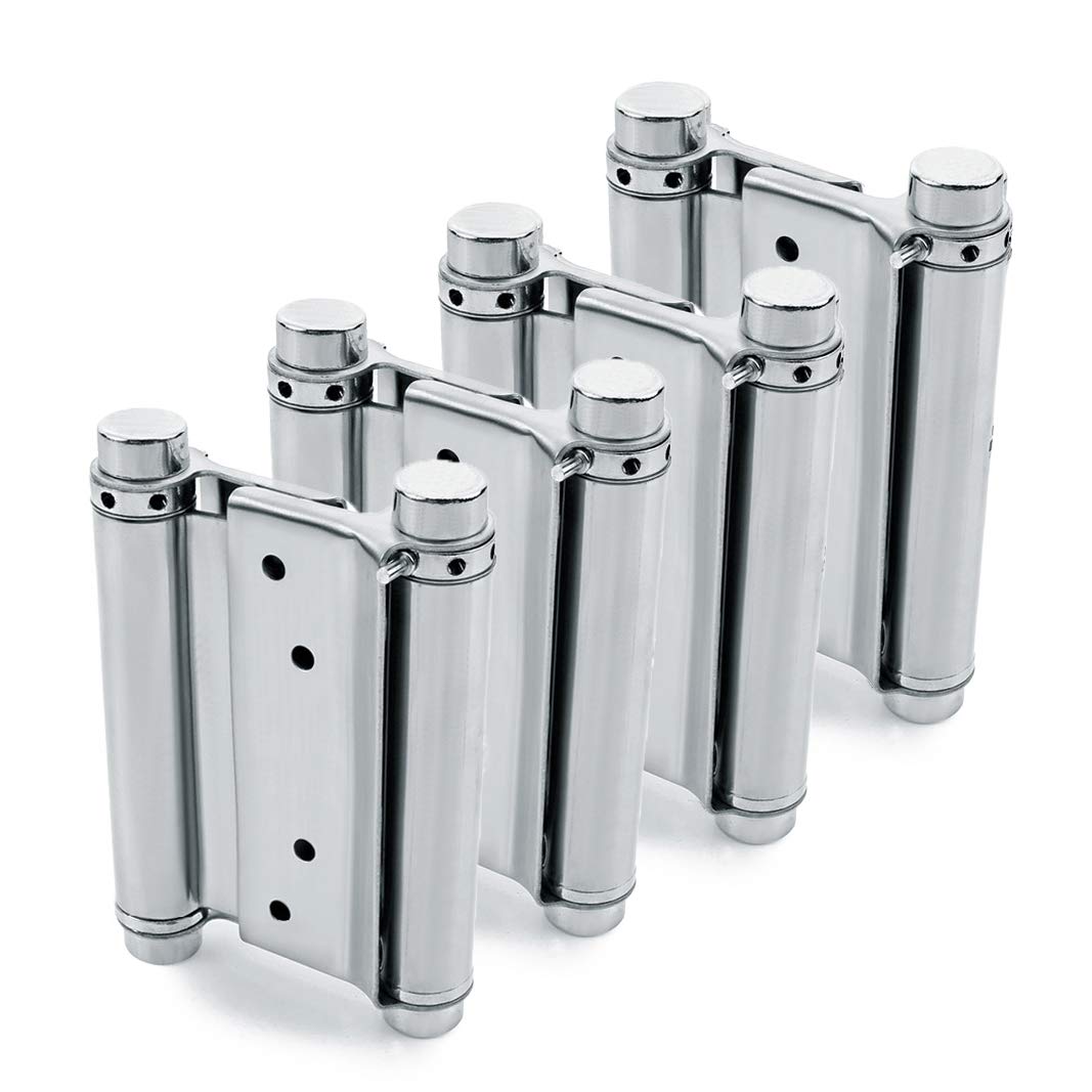 2 Pairs (4 Pcs) 3” Stainless Steel Cafe Saloon Door Swing Self Closing Double Action Spring Hinges