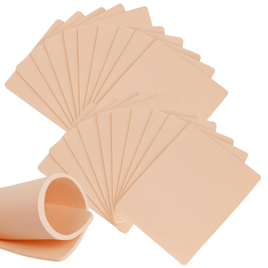 3MM Tattoo Practice Skin - Jconly 20Pcs Double Sides Thick Fake Skin Tattoo Skin for Practicing, 8×6 in Soft Practice Skin for Beginners and Experienced Tattoo Artists (20pcs)