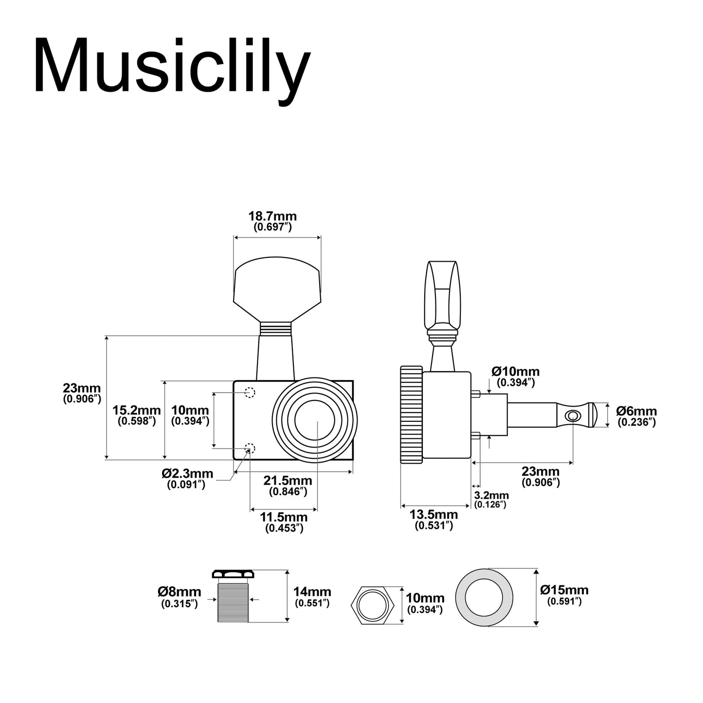 Musiclily Pro 6 inline 2-pins Full Metal Guitar Locking Tuners Guitar Tuning Pegs Keys Machine Heads Set for Fender Strat Tele Electric Guitar, Chrome