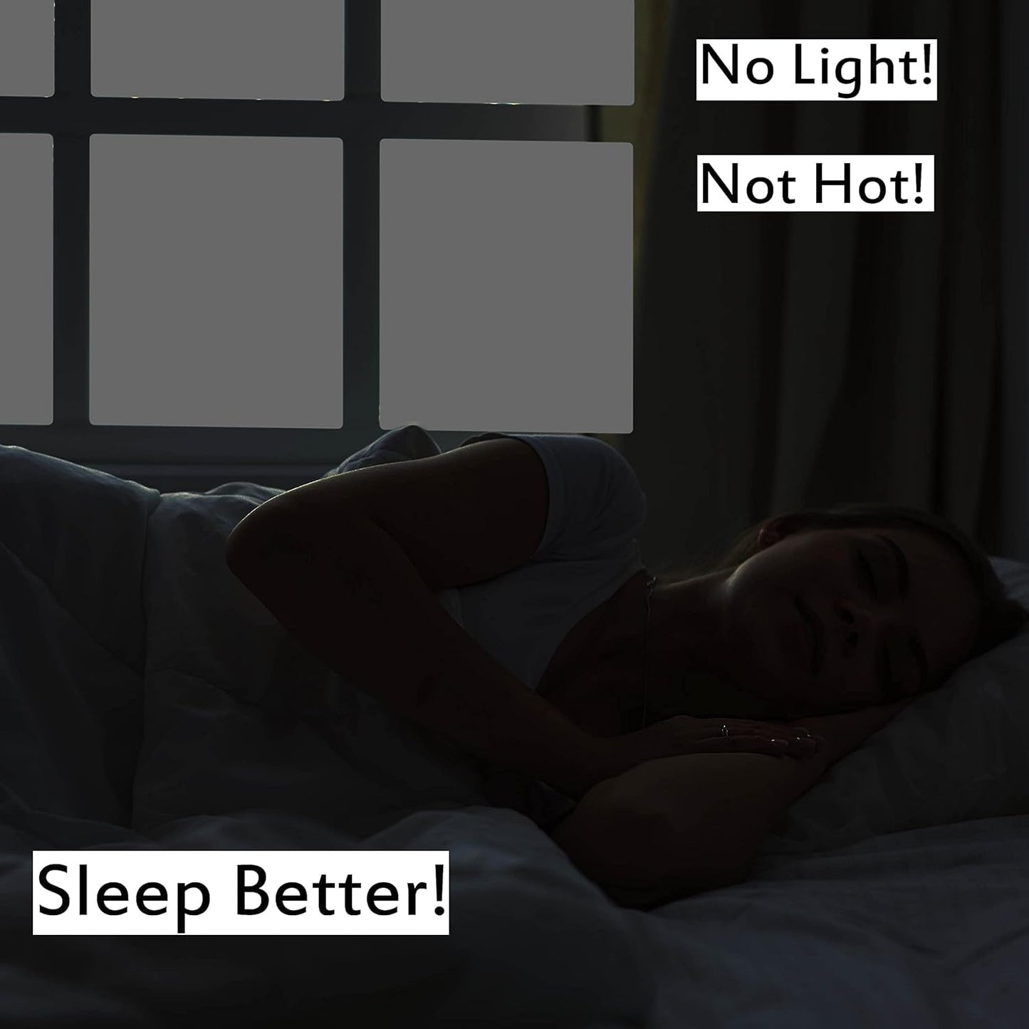 Blackout Window Films, White Sides 100% Light Blocking Window Cover for Bedroom Nursery Day Sleeping, Opaque Static Cling Privacy Film, Non Adhesive Thermal Insulated Window Treatment, 78.7"x29.5"