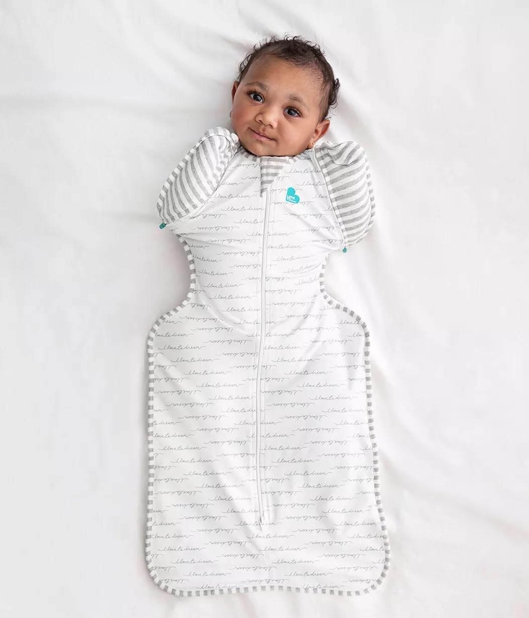 Love to Dream Swaddle UP Transition Bag Self-Soothing Sleep Sack 13-19 lbs., Patented Zip-Off Wings, Gently Help Baby Safety Transition from Swaddling to Arms Free Before Rolling Over, White, Medium