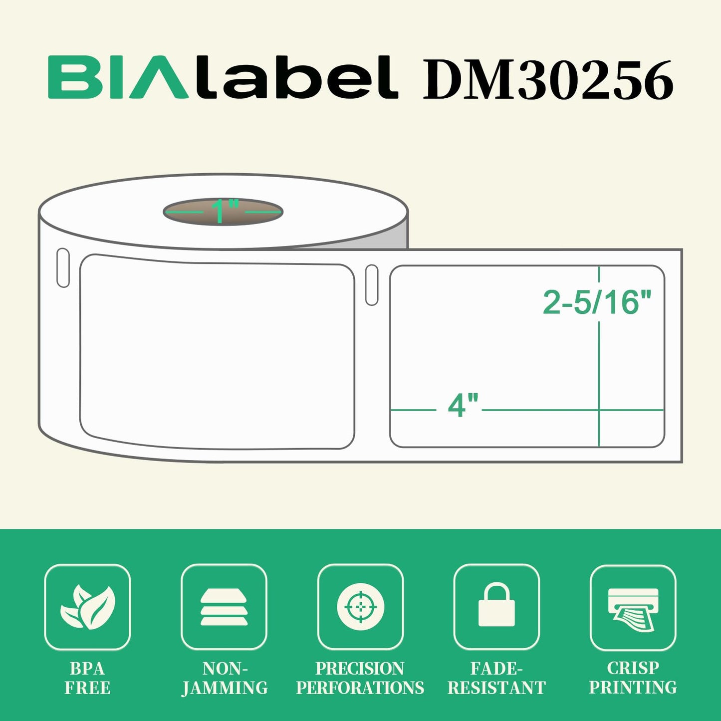Address & Barcode Label for DYMO 30256 (2-5/16" x 4"), Compatible with DYMO LabelWriter 4XL, 450, 450 Duo, 450 Turbo, and 450 Twin Turbo (12 Rolls/3600 Labels), Not Fit 5XL & 550, BIAlabel