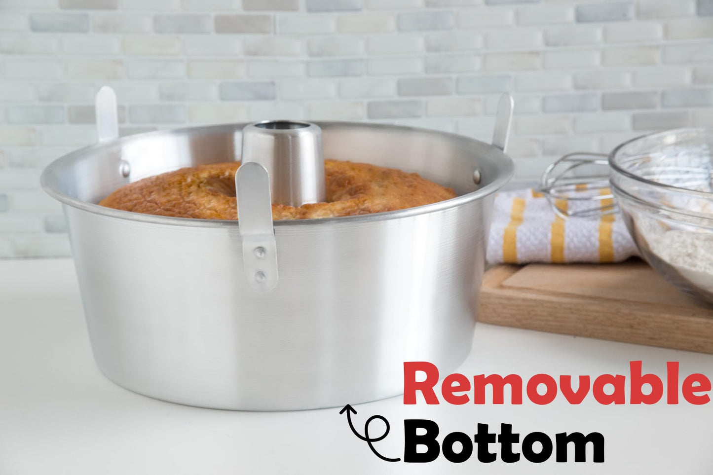 Fox Run Angel Food Cake Pan with Removable Bottom, Aluminum, 9.75" Tube Cake Pan