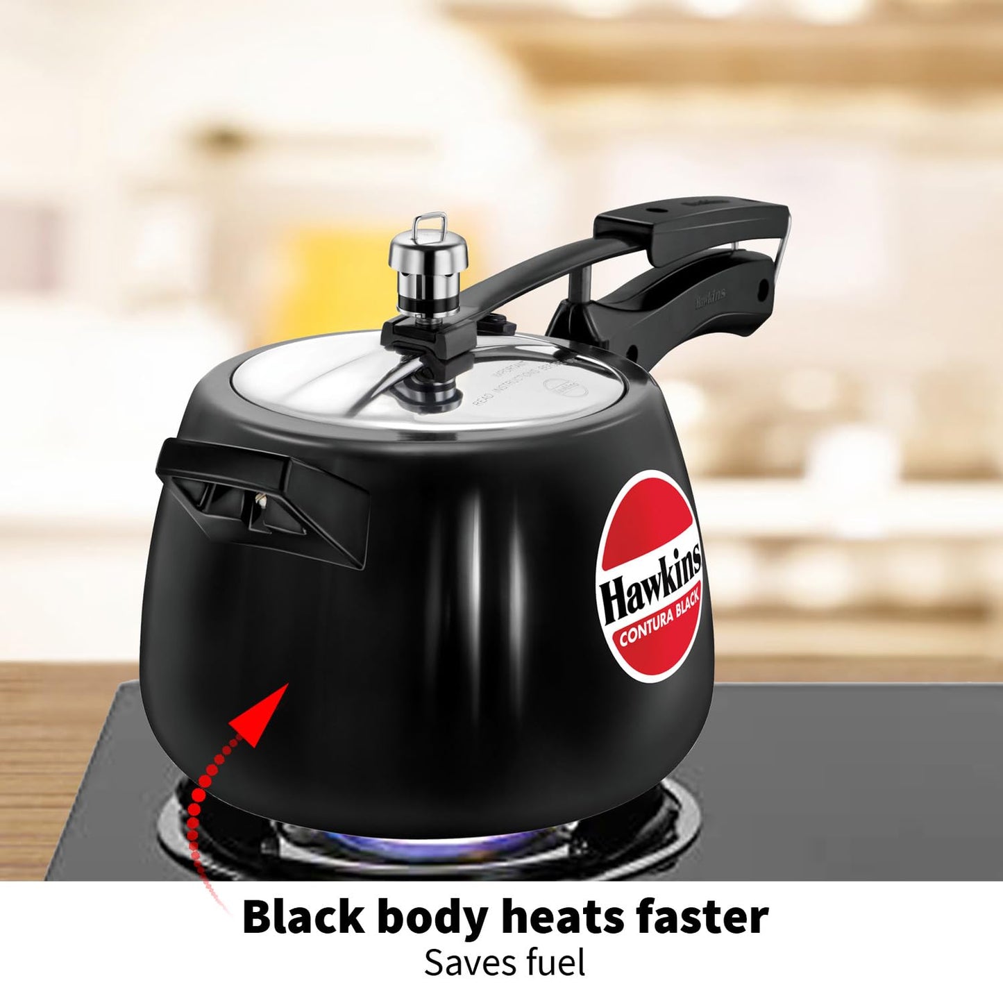 Hawkins CB40 Hard Anodised Pressure Cooker, 4-Liter, Contura Black