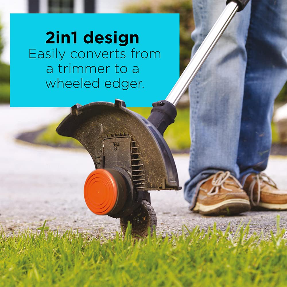 BLACK+DECKER 20V MAX Cordless String Trimmer with Power Drive Transmission, 2-Speed Control, Auto Feed, 12-Inch (LST522-CA)