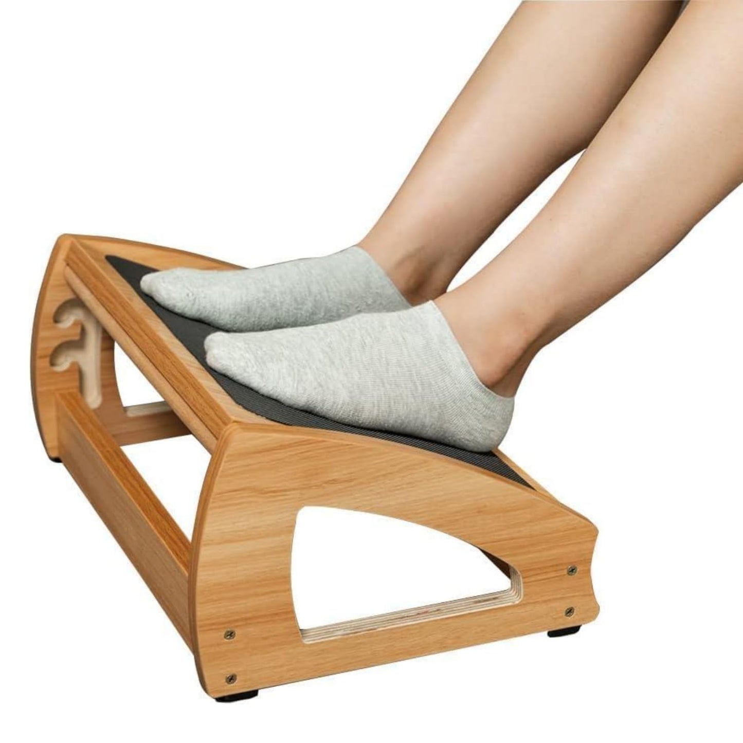 StrongTek Adjustable Under Desk Footrest, Ergonomic Foot Rest for Under Desk with 3 Height Position, Wooden Foot Stool Under Desk with Anti-Slip Surface, Adjustable Foot Stool for Home Office, Natural