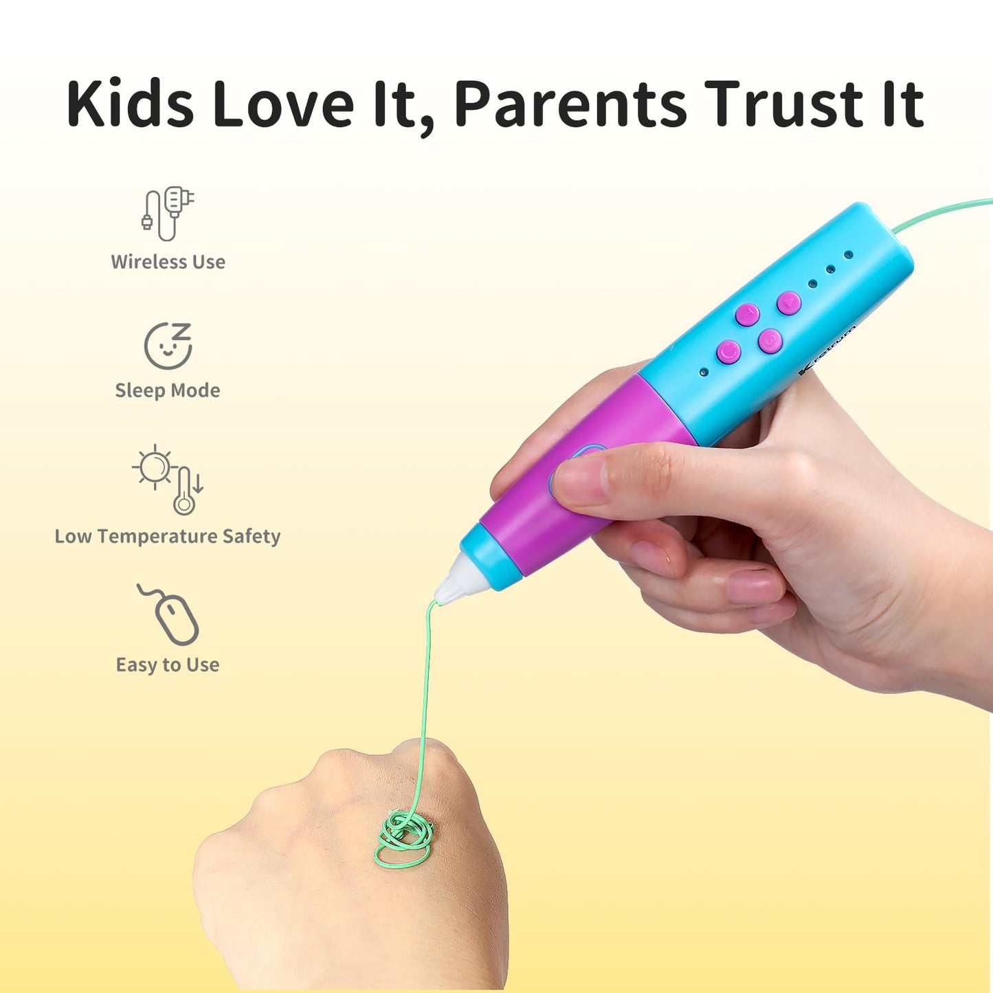 Kretrum 3D Pen for Kids Low Temperature 3D Printing Pen Kit with Robot Stencils Robot Base Finger Protectors 1.75mm PCL Filament etc. 3D Pen Best Birthday Gift for Children Crayon 3D Stylo 3D (Blue)