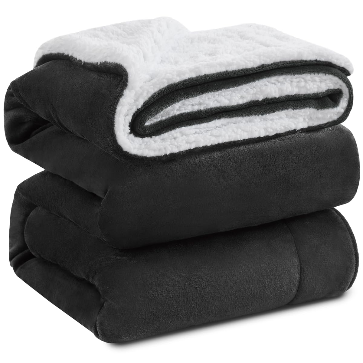 KAWAHOME Sherpa Fleece Blanket King Size Super Soft Extra Warm Thick Winter 500GSM Heavy Blankets for Couch Sofa Bed, 108" X 90"(274cmX 229cm,Dark Grey)