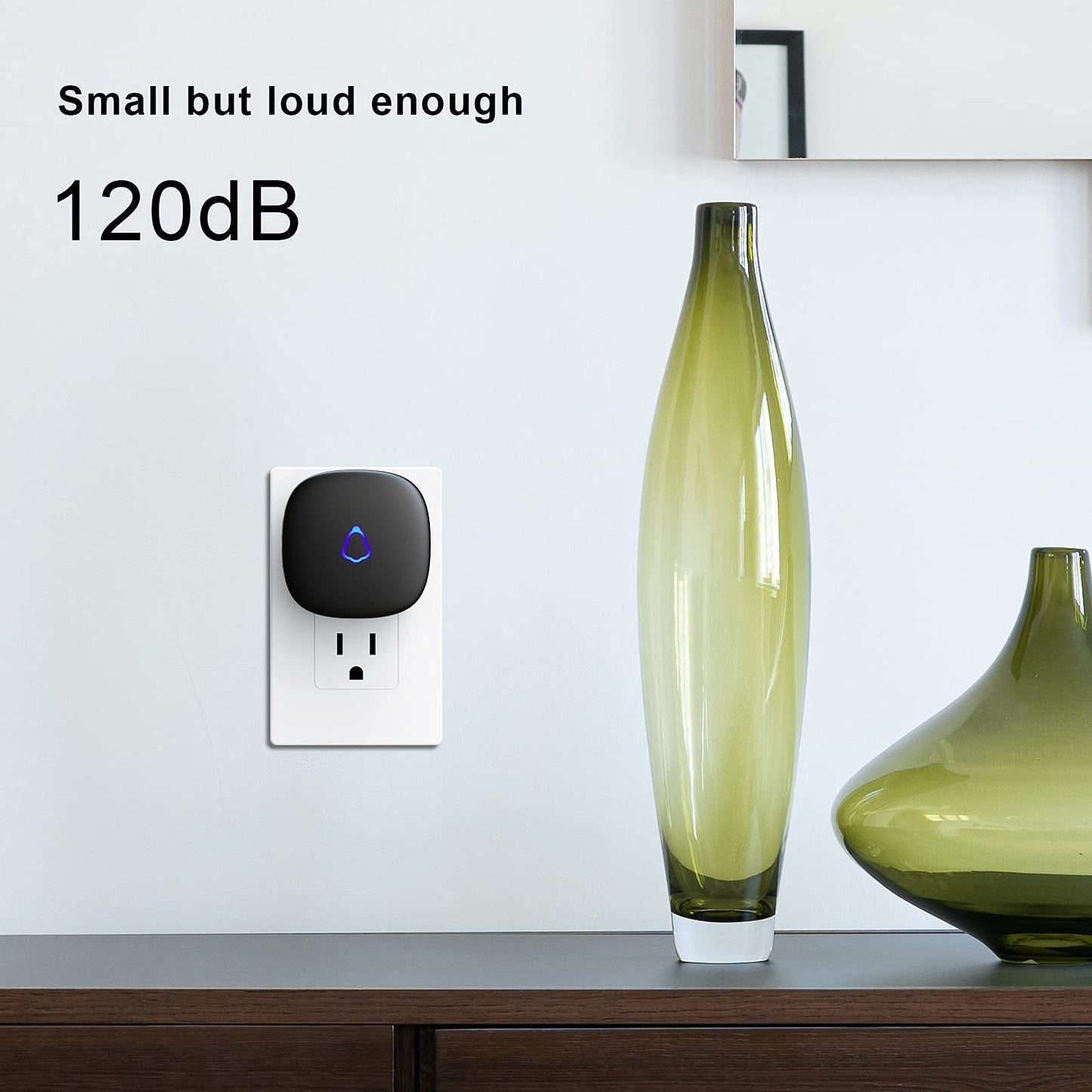 SECRUI Wireless Doorbell, Waterproof Mini Doorbell 1,000ft Range Loud Enough with 5 Volume Levels Door Chimes, 58 Ringtones & Colorful LED Flashing-with 2 Receivers and 2 Push Buttons(Black)