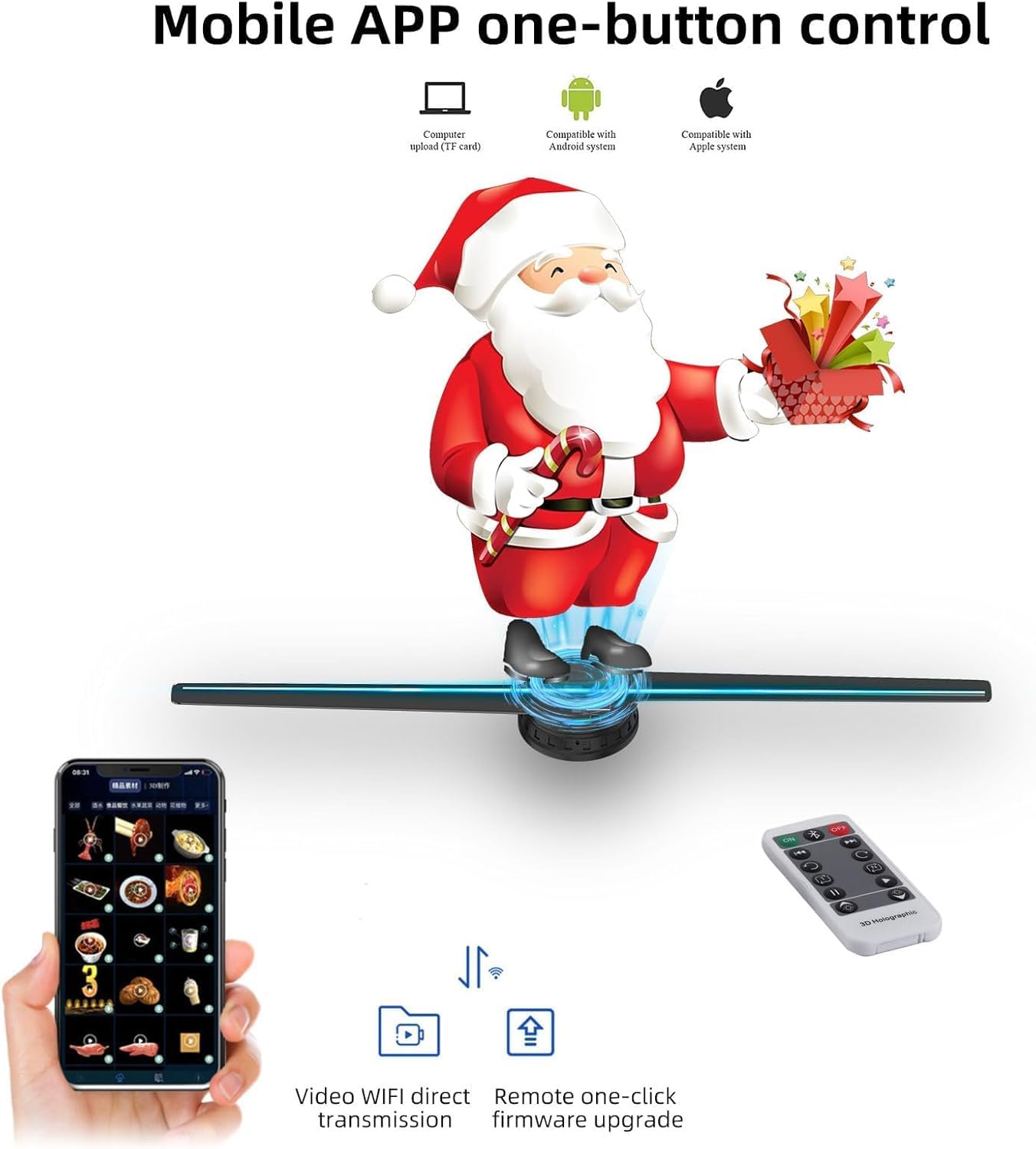 3DhologramFan,16.5in Holographic Fan Holographic Projector Supports WiFi Connection 234 HD LED Portable Design 42CM 3D Led Fan Display Contains 1500 Videos for Store, Bar, Events, Trade Shows, Parties