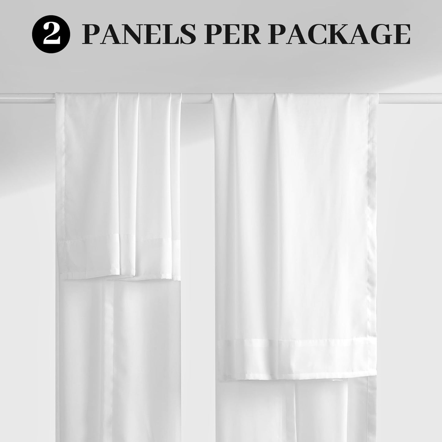 LumiLoom Sheer Curtains 96 Inch Long - White Chiffon Privacy Protection Light Filtering Window Treatments for Bedroom Living Room, Rod Pocket & Back Tab,Cat-Proof, 2 Panels Set, 52x96 Inches