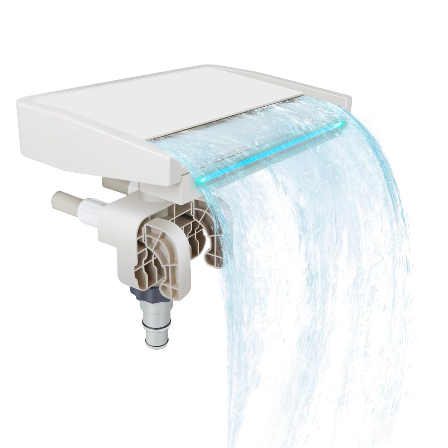 Pool Waterfall with 7-Color LED Lights, Swimming Pool Waterfall Fountain for Above Ground Pools, Smooth Flowing Waterfall with Light for Relaxation, Adjustable Width Fits 1.2" to 4.7" Frames
