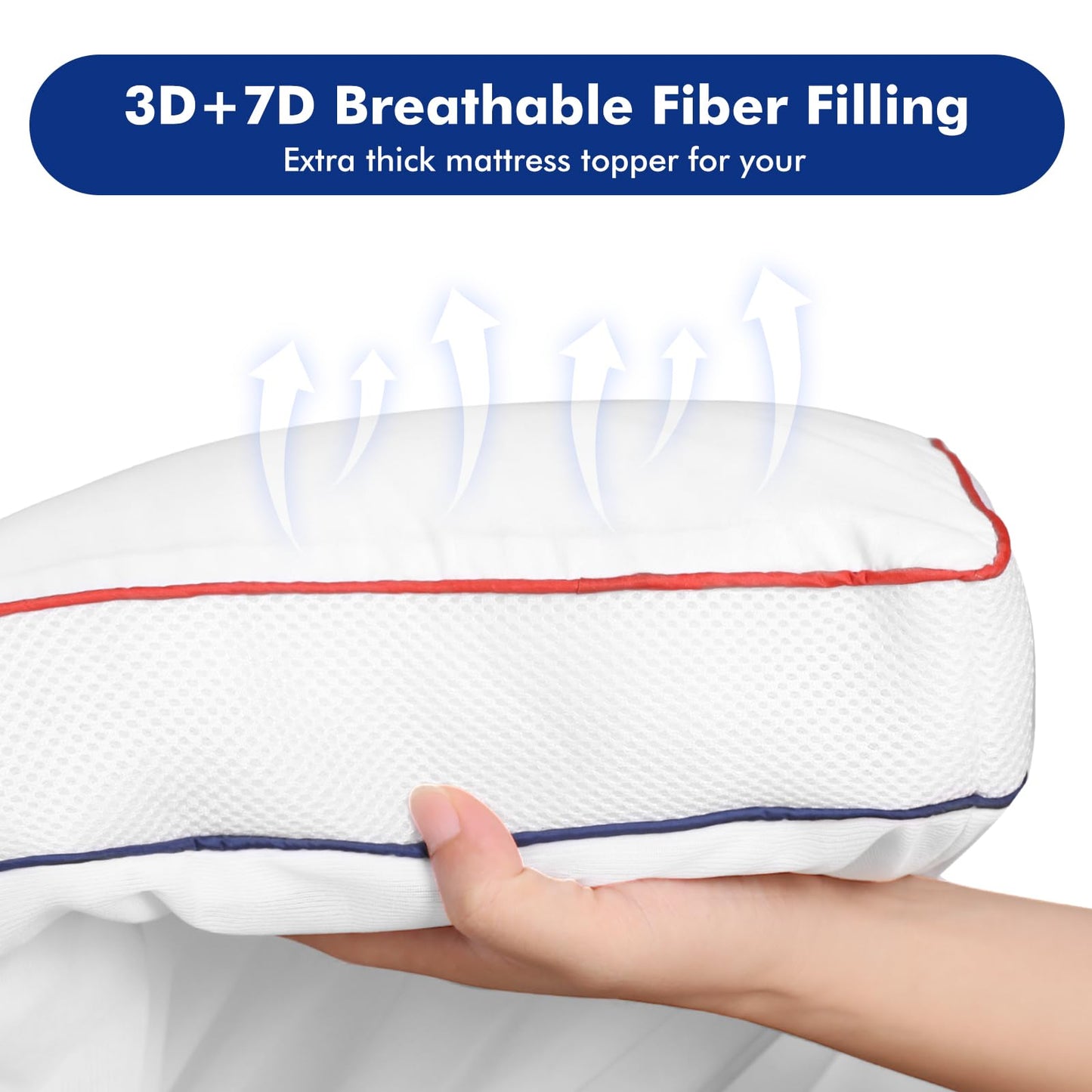 Extra Thick Mattress Topper Double/Full Size Winter Warm Mattress Pad Cover 800GSM 400 TC Breathable Pillow Top 8-21 Inch Elastic Deep Pocket - Overfilled with Down Alternative(54"x75"White)