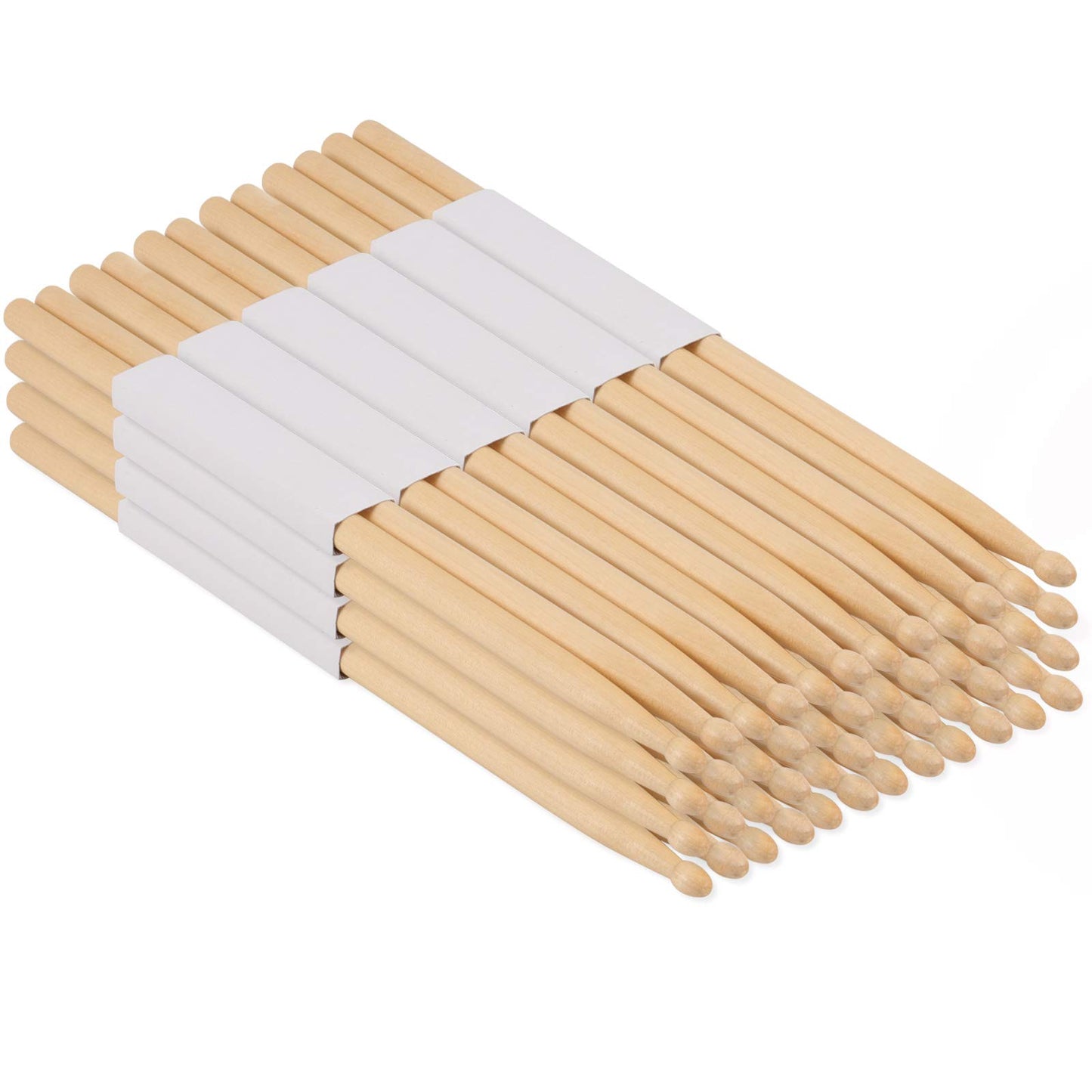 ZEONHAK 24 Pairs 5A Maple Wood Tip Drumstick, 16 inch Natural Drum sticks, Wooden Drum Sticks for Beginners and Adults