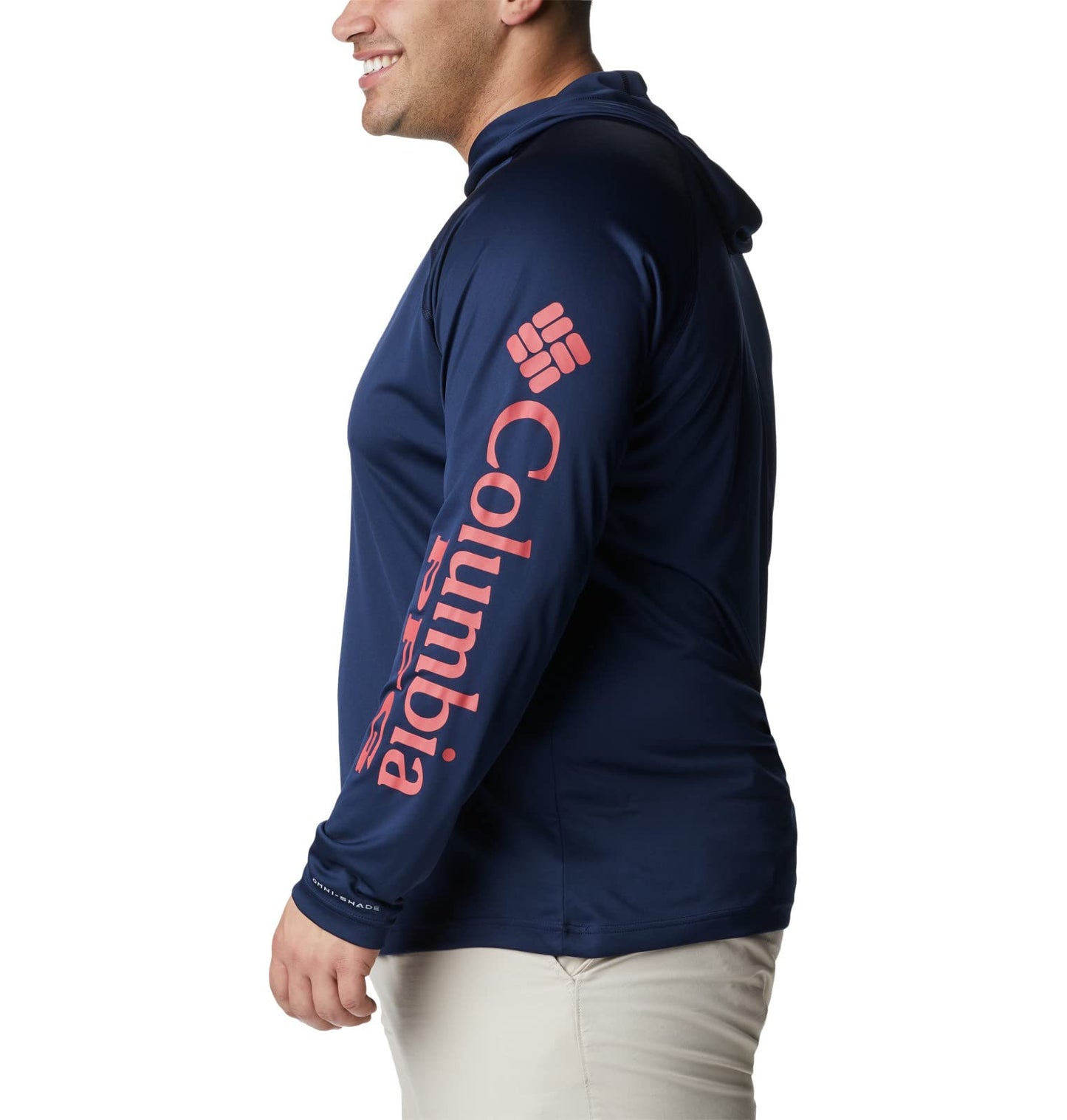 Columbia Men's Terminal Tackle Hoodie, Coll Navy/Sunset Red Logo, Large Tall