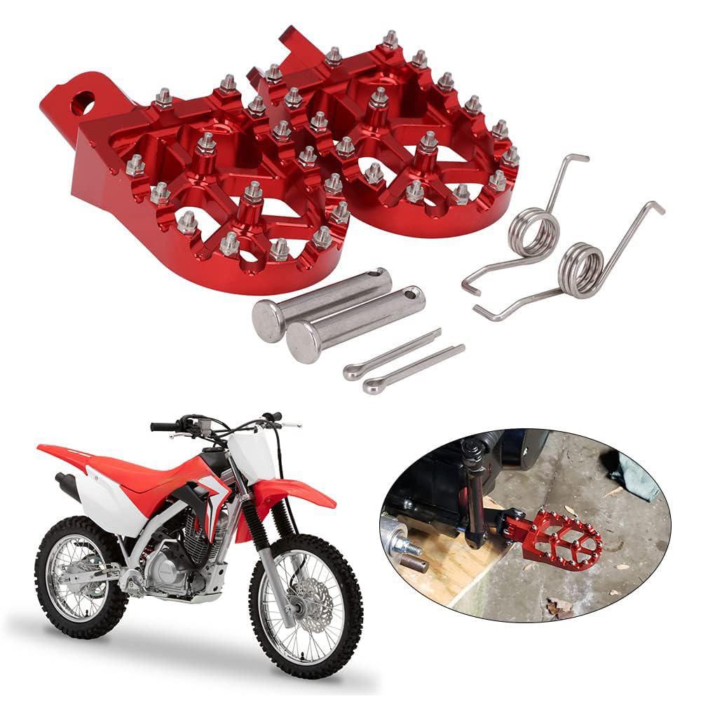 AnXin Dirt Bike Foot Pegs Motorcycle Footpegs Foot Pedals Rests CNC For CRF 110 CRF110F 2013-2024 CRF125F 2014-2024 Dirt Pit Bike Red