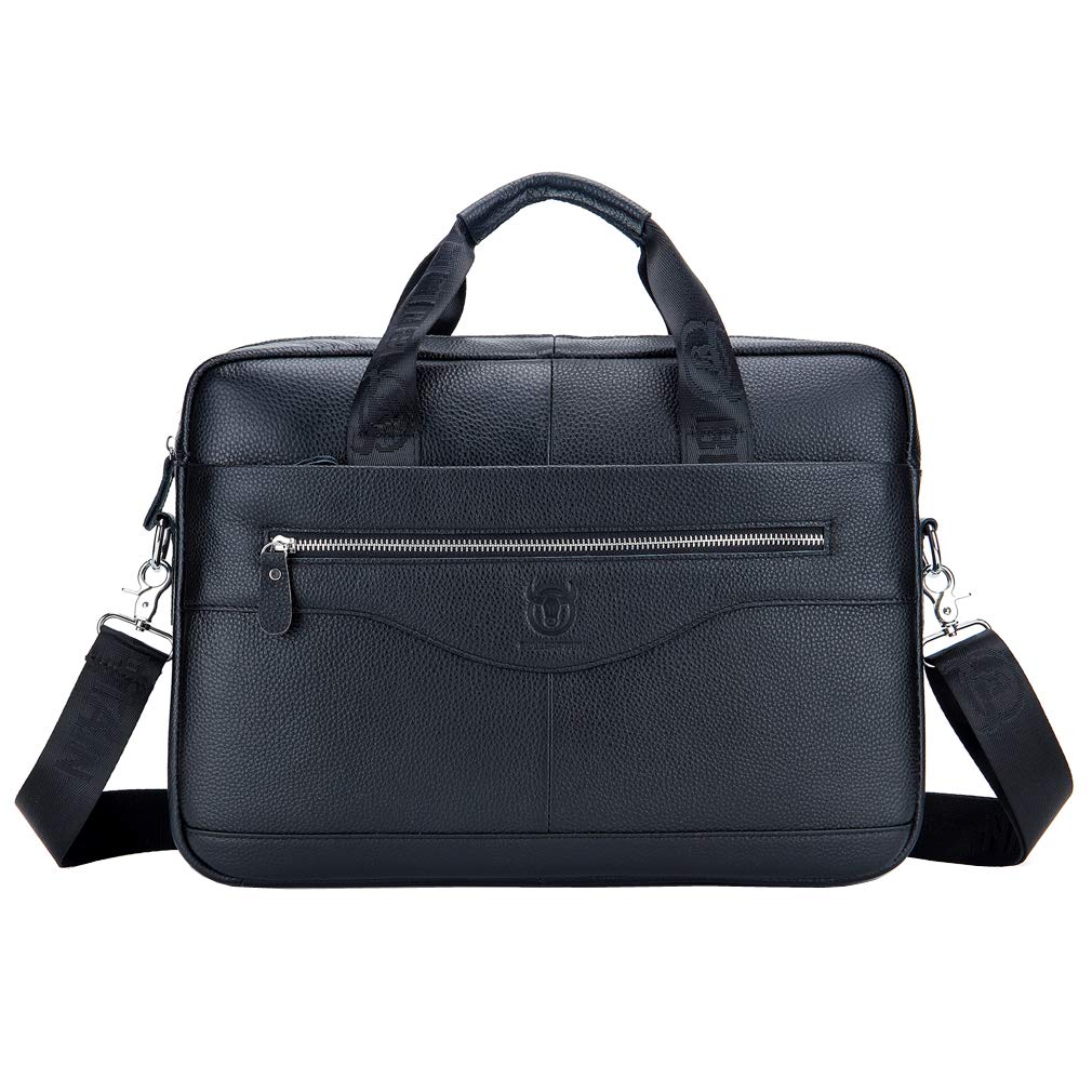Leather Business Messenger Bag Briefcase Handbag for Men Carry All Laptop Protection for 14 Inch Computer Crossbody Shoulder Satchel Bags Handbag Black