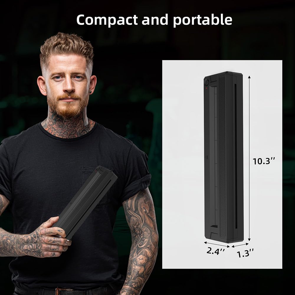 INKLESSPRINT Thermal Tattoo Stencil Printer Machine, Portable Wireless Tattoo Transfer Printer for Tattoo Artists & Enthusiasts, Support Mobile Phone & PC, with 10 Thermal Papers & 3 Transfer Papers