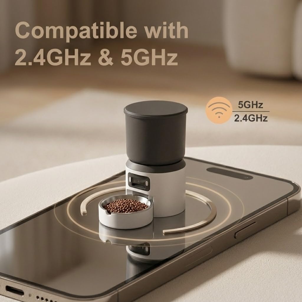 Automatic Cat Feeder with 2K Camera - Automatic Dog Feeder, Dual Band WiFi Smart Pet Dispenser & App Control, 4L Timed Portion Dispenser, Night Vision Two-Way Audio Detachable Stainless Bowl