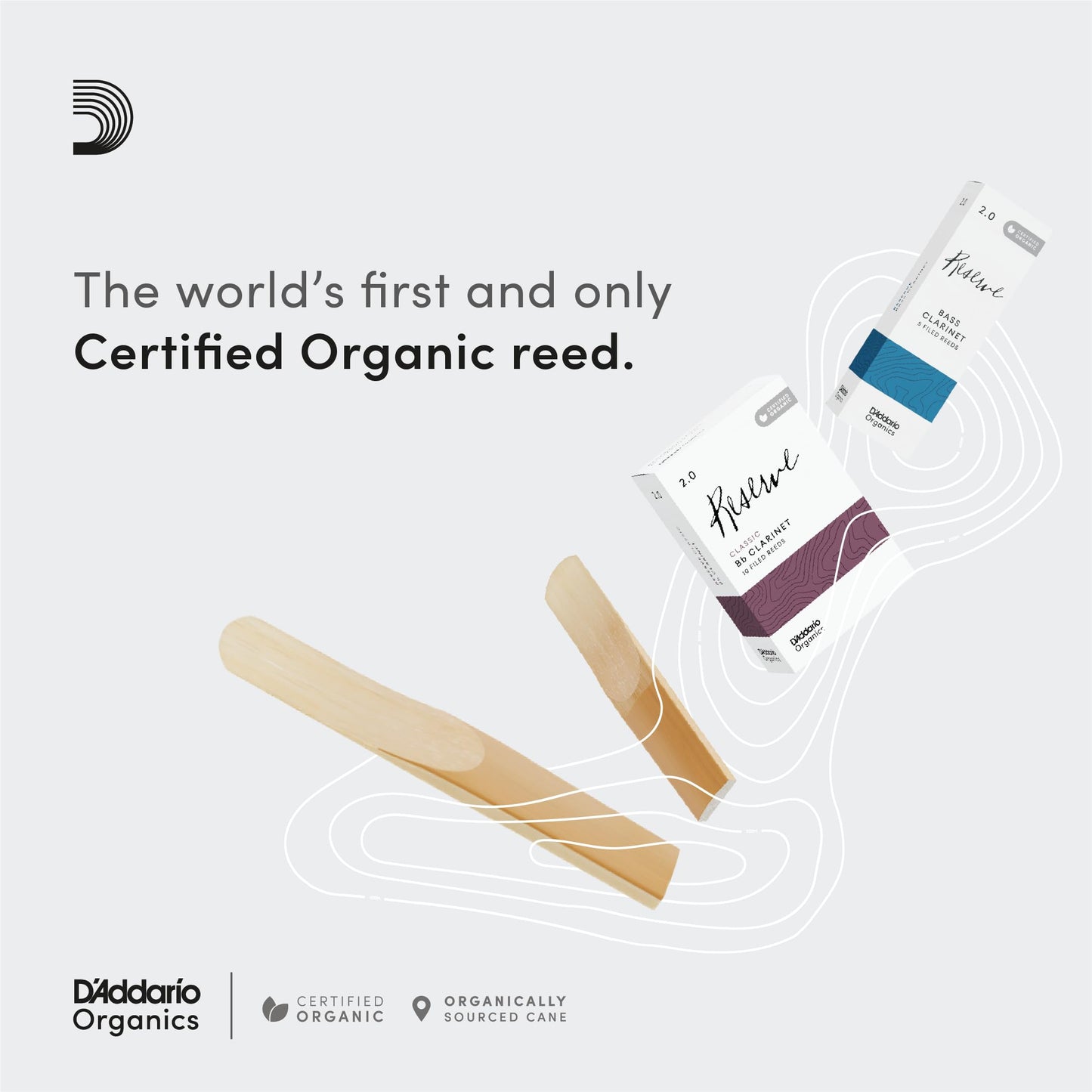 D'Addario Organic Reserve Bb Clarinet Reeds - Reeds for Clarinet - Individually Sealed - 3.0 Strength, 10 Pack
