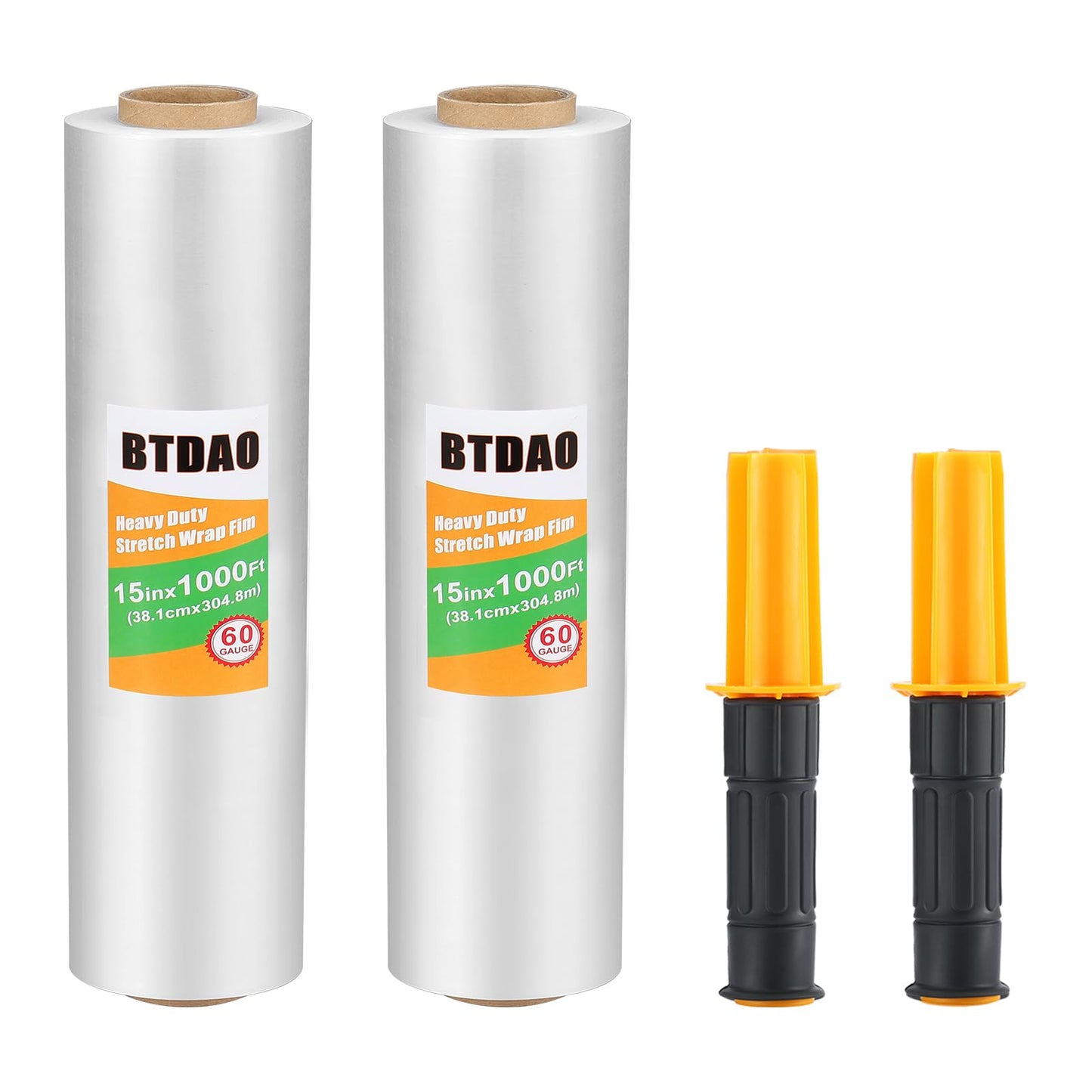 2 Rolls Stretch Wrap 15"x1000 Feet Stretch Film Shrink Wrap Packing Moving Suppliers for Shipping Moving Suppliers Packing Pallet Wrapping Surface Protection 60 Gauge (2 Rolls)