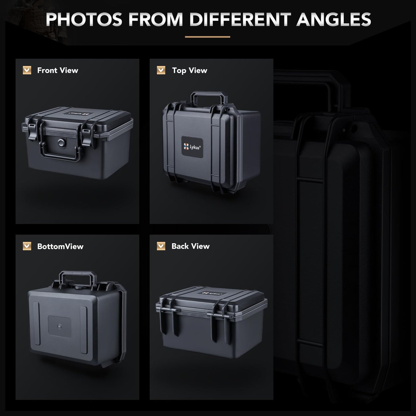 Lykus HC-2520 Waterproof Hard Case with Foam, Interior Size 9.8x7.5x6.1 inch, Suitable for Pistol,Microphone,Recorder,and More