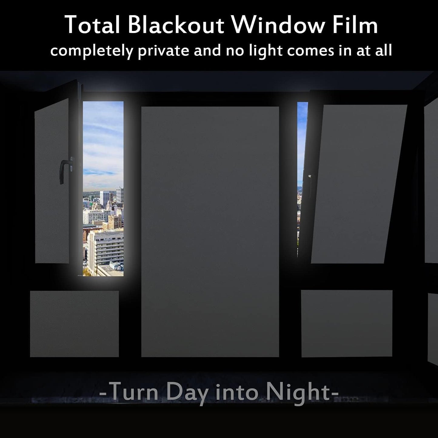 Blackout Window Films, White Sides 100% Light Blocking Window Cover for Bedroom Nursery Day Sleeping, Opaque Static Cling Privacy Film, Non Adhesive Thermal Insulated Window Treatment, 78.7"x29.5"