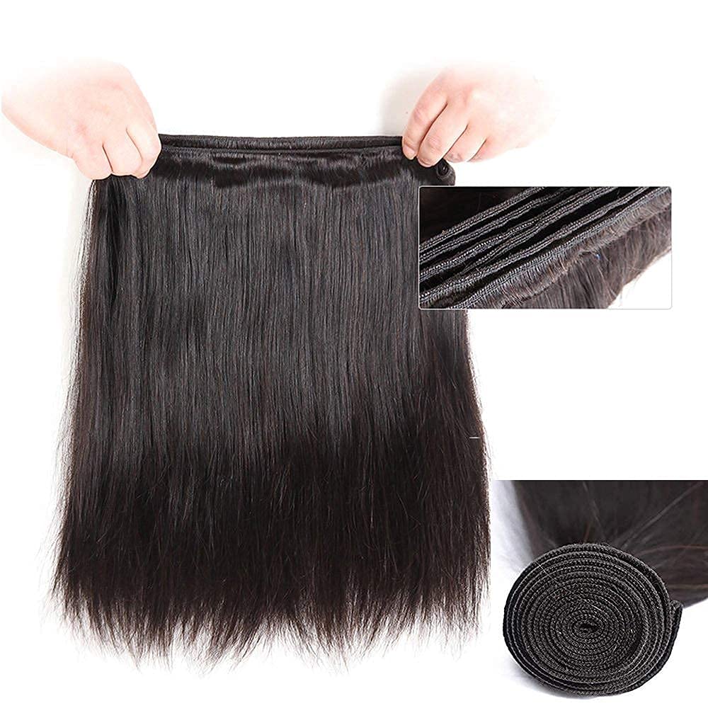 Straight Human Hair 3 Bundles 10 10 10 Inch Short Virgin Hair Weave Bundles Human Hair Straight Bundles for Women Human Hair Bundles Remy Weft Hair Extensions Natural Black Straight Bundles Human Hair