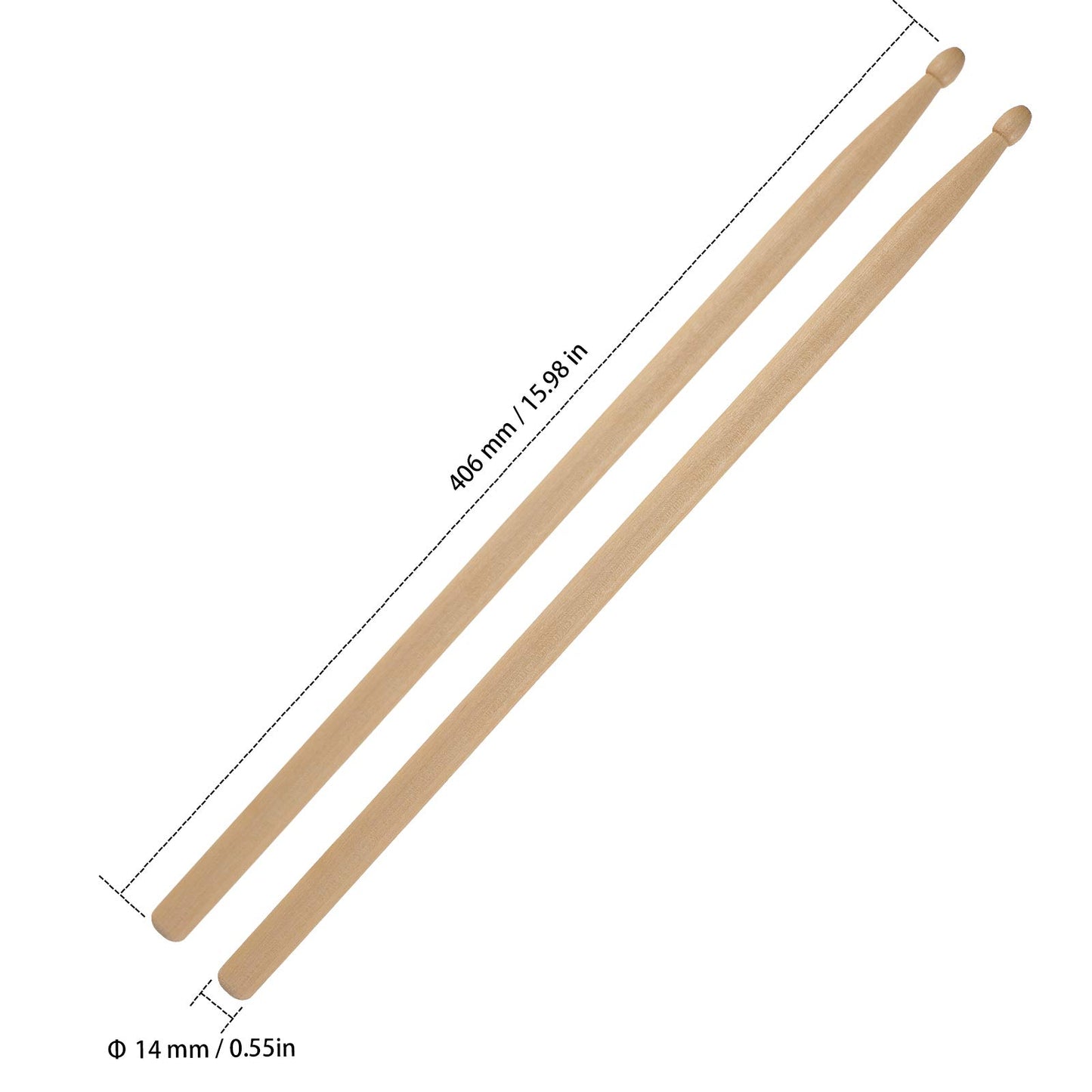 ZEONHAK 24 Pairs 5A Maple Wood Tip Drumstick, 16 inch Natural Drum sticks, Wooden Drum Sticks for Beginners and Adults