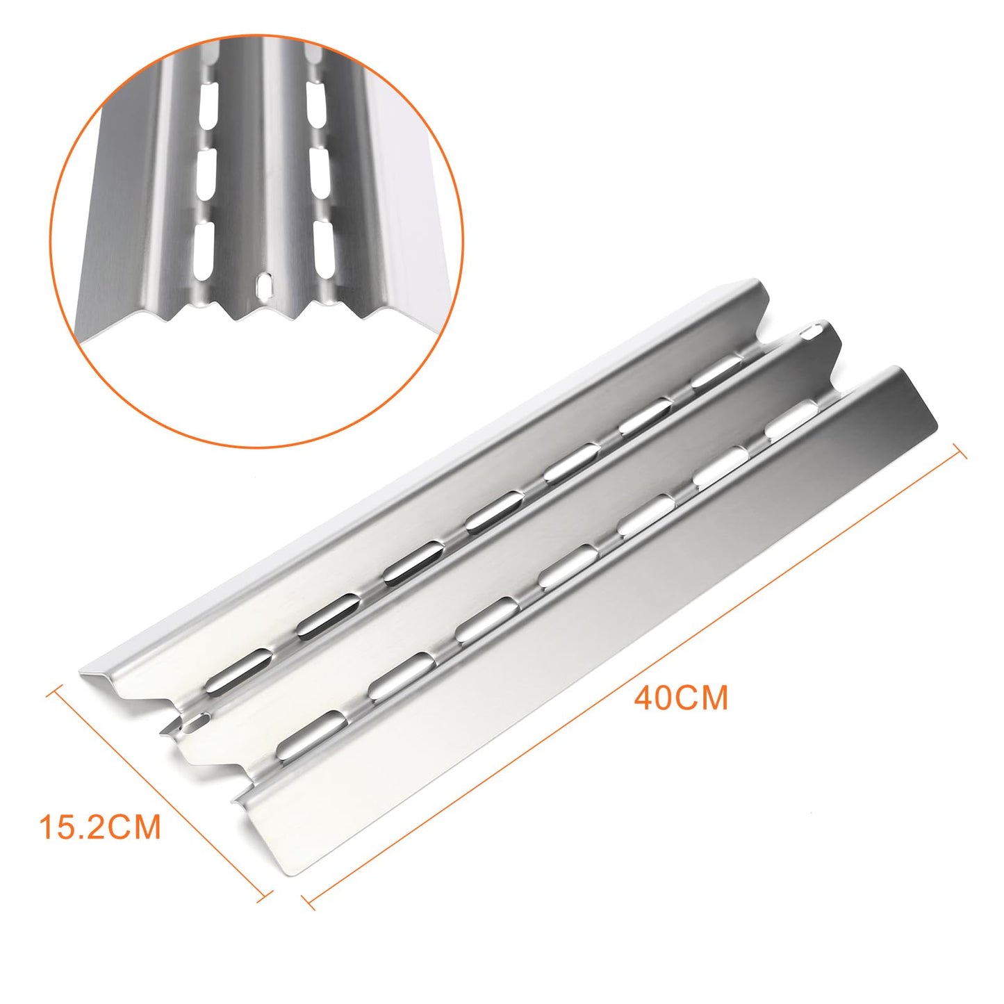GFTIME 15 7/8" x 6" Stainless Steel Heat Plate for Broil King Baron 320, Baron 420, Baron 490, Baron 590, 1.3mm Thickness Heat Shield for Broil Mate, Huntington, Grill Replacement Part 4 Pack