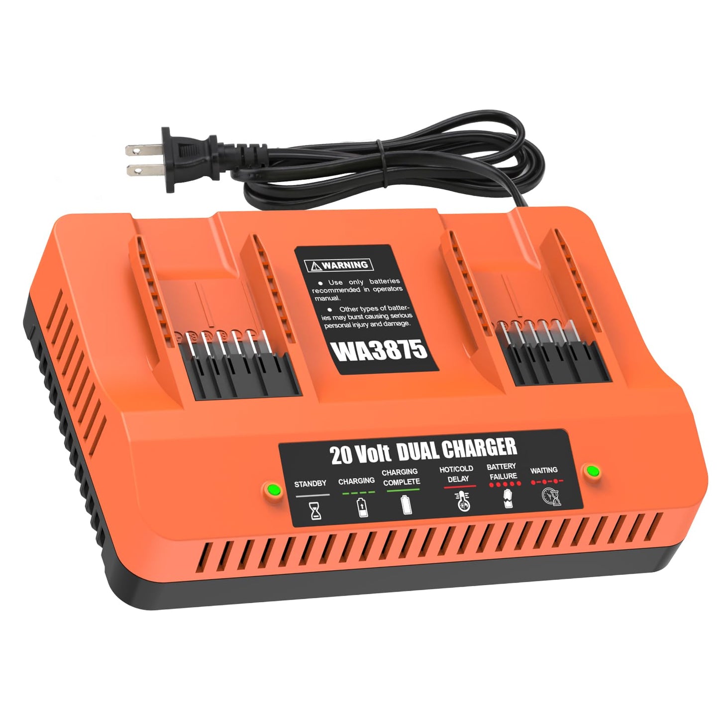 BECDXPal 20V WA3875 Charger Replacement for Worx 20V Battery Charger Compatible with Worx 20V Batteries WA3522 WA3525 WA3544 WA3757 WA3575